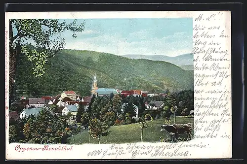 AK Oppenau / Renchthal, Ortsansicht mit Kirche