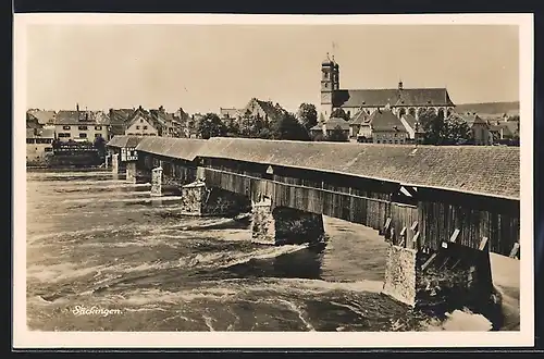 AK Bad Säckingen, Ortsansicht mit Brücke