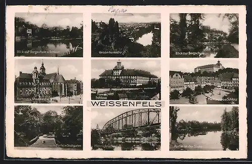 AK Weissenfels, Gesamtansicht, Schloss, Partie an der Saale