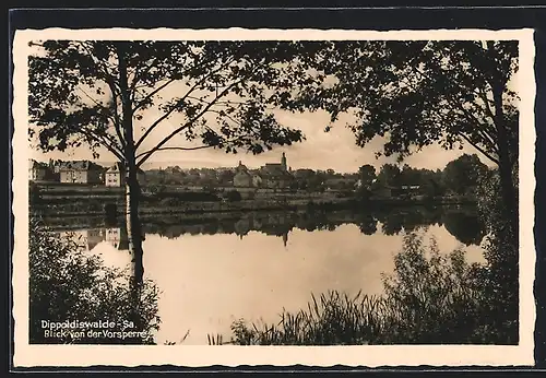 AK Dippoldiswalde /Sa., Blick von der Vorsperre auf den Ort