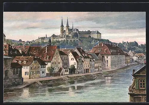 Künstler-AK Bamberg, Panorama mit Michelsberg