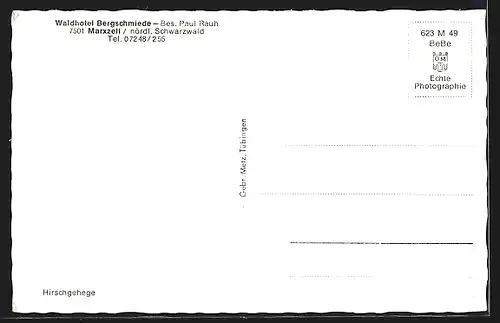 AK Marxzell /Nördl. Schwarzwald, Waldhotel Bergschmiede, Inh. Paul Rauh