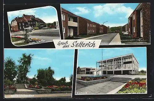 AK Setterich, Kath. Schule, Johannesstrasse & Friedhof