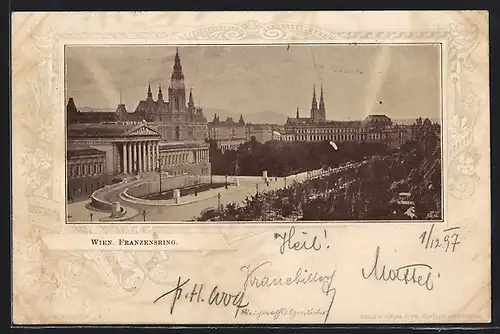 AK Wien, Der Franzensring, im gezeichneten Passepartout