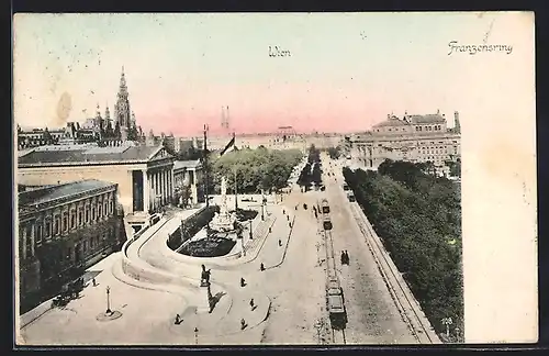 AK Wien, Strassenbahnen am Franzensring