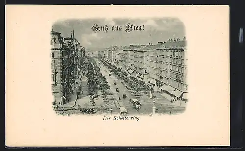 AK Wien, Pferdebahn auf dem Schottenring