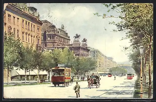 AK Wien, Opernring mit Strassenbahn