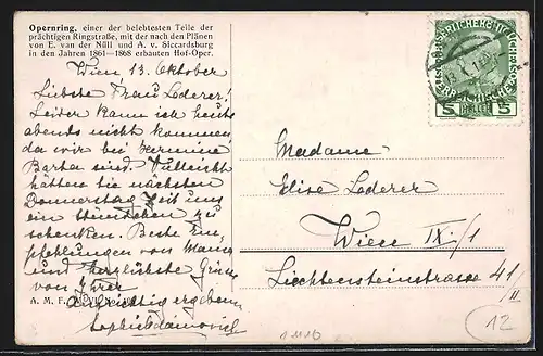 AK Wien, Opernring mit Strassenbahn