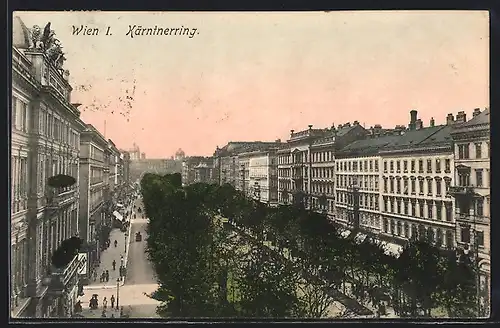 AK Wien, Blick über die Baumreihen am Kärntnerring