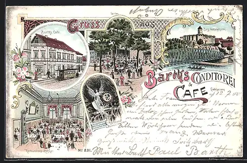 Lithographie Giebichenstein, Barth`s Conditorei & Café, Burg, Restaurant Zimmer