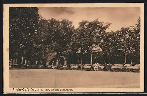 AK Worms, Rhein-Cafe von Georg Burkhardt
