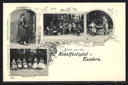 AK Kandern, Hebelfestspiel, Vrenele-Gruppe, Markt-Weiber, Zirkelschmied