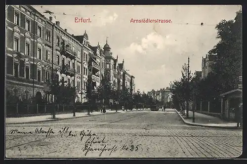 AK Erfurt, Arnstädterstrasse mit Strassenbahn