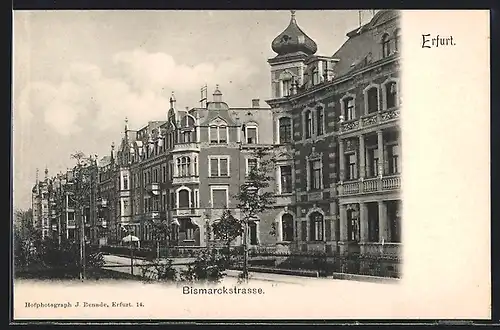 AK Erfurt, Bismarck-Strasse mit Bäumen