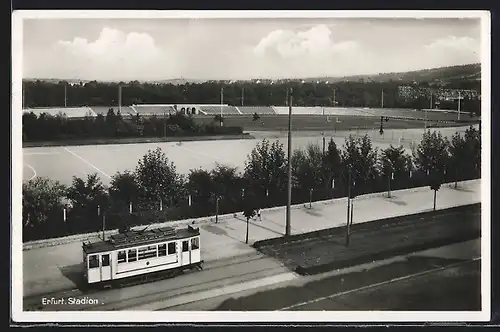 AK Erfurt, Stadion mit Strassenbahn