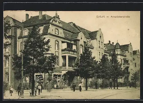 AK Erfurt, Arnstädterstrasse mit Zigarrengeschäft Hermann Schütze