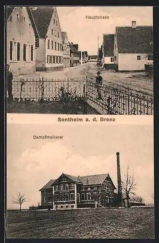 AK Sontheim a. d. Brenz, Hauptstrasse und Dampfmolkerei