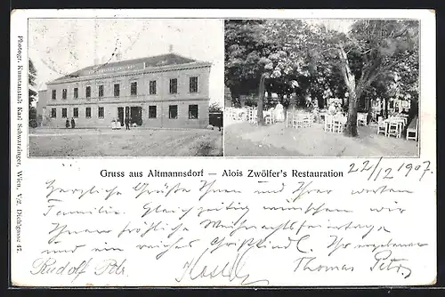 AK Wien, Altmannsdorf, Alois Zwölfer`s Restaurant, Garten