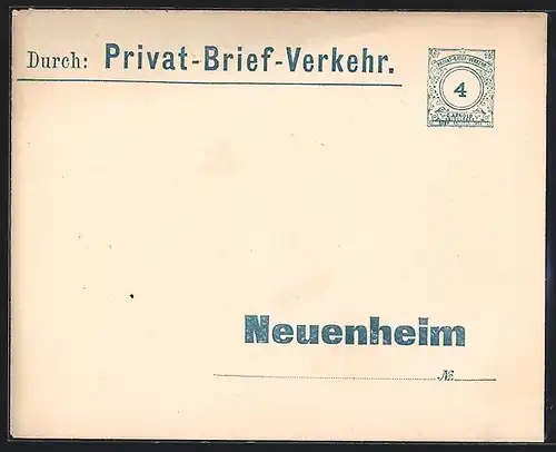Briefumschlag Neuenheim, Privat-Brief-Verkehr G. Arnold, 4 Pfennig