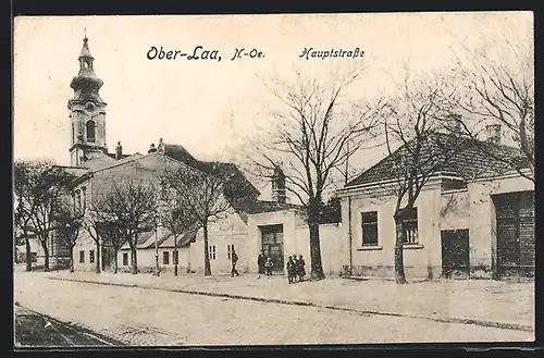 AK Wien, Ober-Laa, Hauptstrasse mit Kirche