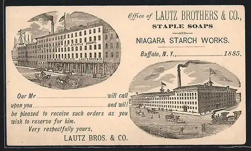 Vorläufer-AK Buffalo, NY, Office of Lautz Brothers & Co., Staple Soaps, Niagara Starch Works 1885