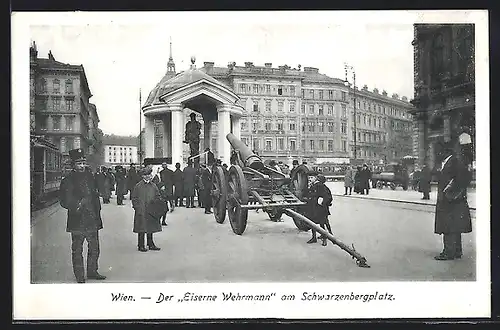AK Wien, Der Eiserne Wehrmann am Schwarzenbergplatz, Nagelung