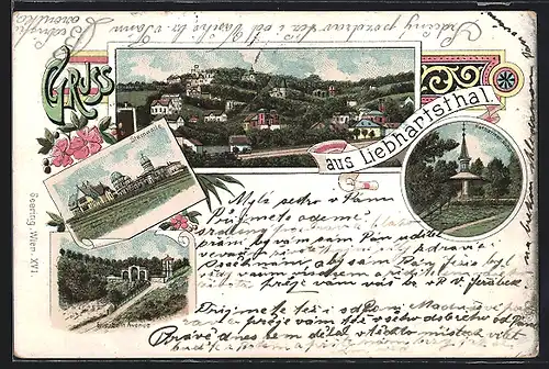 Lithographie Wien, Liebhartsthal, Sternwarte, Elisabeth Avenue, Kathariner-Ruhe