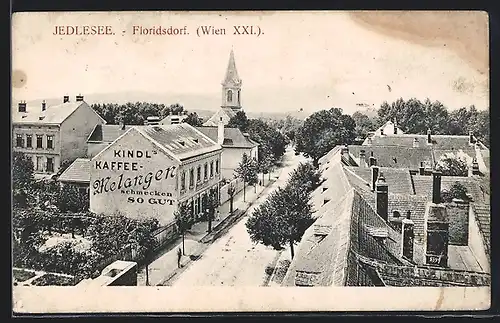 AK Wien, Jedlesee, Florisdorf aus der Vogelschau