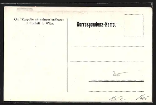 AK Wien, Graf Zeppelin mit seinem lenkbaren Luftschiff in der Stadt