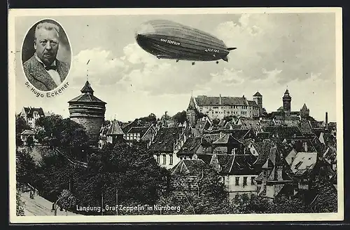 AK Nürnberg, Landung Graf Zeppelin 1931 auf dem neuen Flugplatz