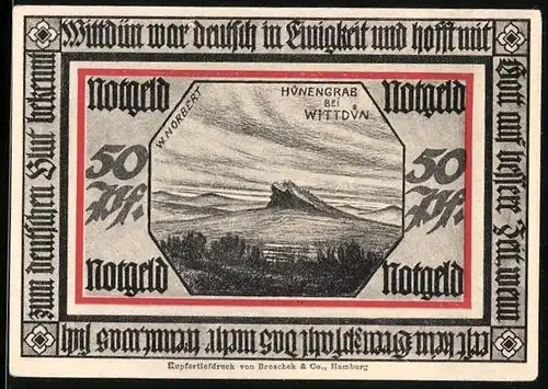 Notgeld Wittdün, 50 Pfennig, Hünengrab, Roland