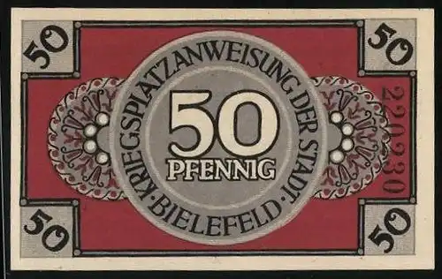 Notgeld Bielefeld 1918, 50 Pfennig, Schmied, Soldat in Uniform