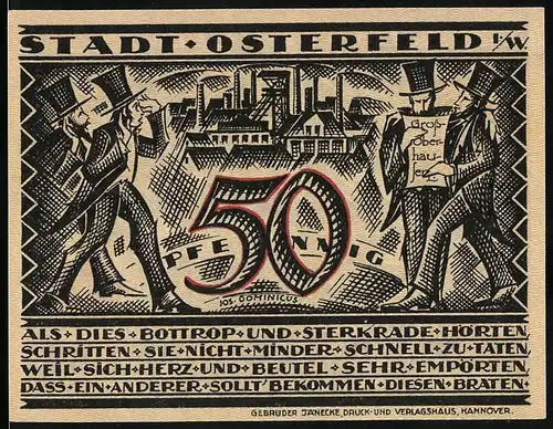 Notgeld Osterfeld i. W. 1921, 50 Pfennig, Besitzer einer Grube, Bergmann