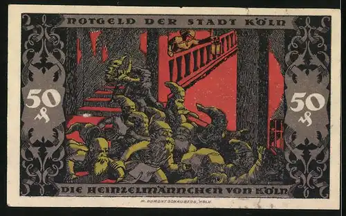 Notgeld Köln 1922, 50 Pfennig, Die Heinzelmännchen von Köln