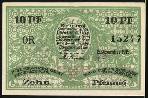 Notgeld Oberhof i. Thür. 1919, 10 Pfennig, Partie a. Rennsteig