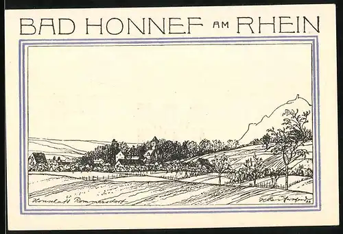 Notgeld Bad Honnef am Rhein 1921, 50 Pfennig, Ansicht vom Ort