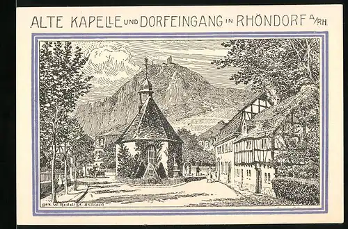 Notgeld Bad Honnef am Rhein 1921, 99 Pfennig, Alte Kapelle und Dorfeingang in Röhndorf