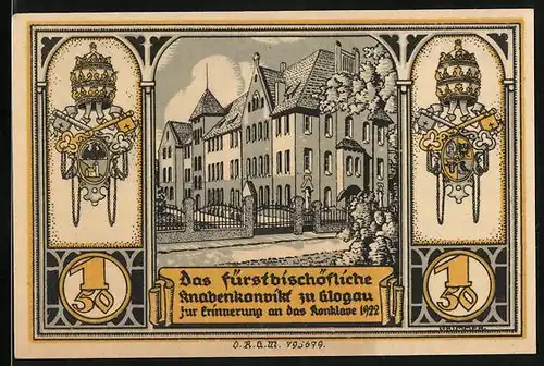 Notgeld Glogau 1922, 1.50 Mark, Fürstbischöfliche Knabenkonvikt