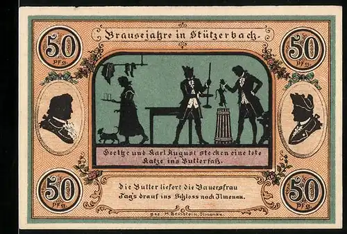 Notgeld Stützerbach W. A. 1921, 50 Pfennig, Goethes Brausejahre in Stützerbach