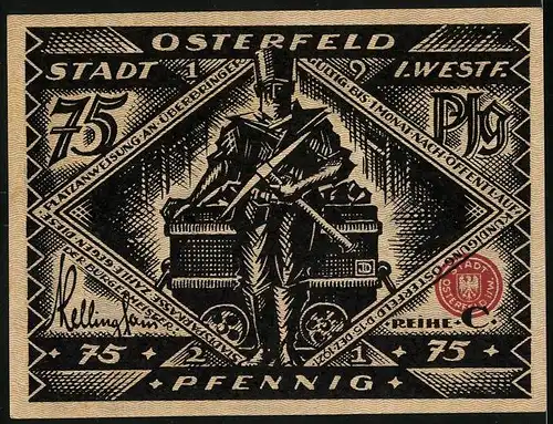 Notgeld Osterfeld i. W. 1921, 75 Pfennig, Streit um Osterfeld