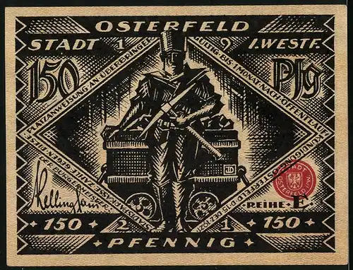Notgeld Osterfeld i. W. 1921, 150 Pfennig, Aufbruch zum Berliner Ministerium