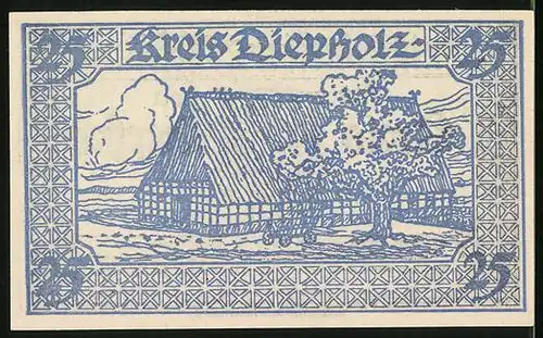 Notgeld Diepholz 1920, 25 Pfennig, Farmhaus