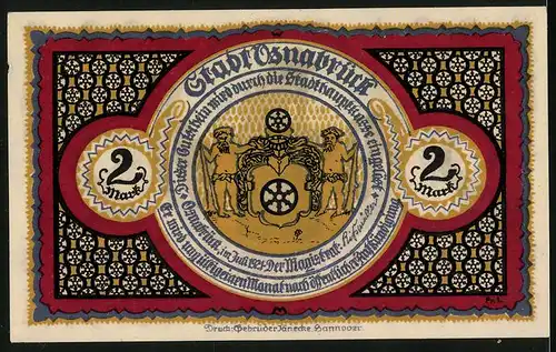 Notgeld Osnabrück 1921, 2 Mark, Löwenpudel