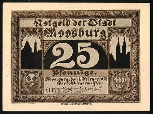 Notgeld Moosburg 1921, 25 Pfennig, Isartor