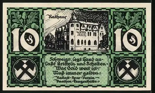 Notgeld Vaethen 1921, 10 Pfennig, Rathaus, Volksschule