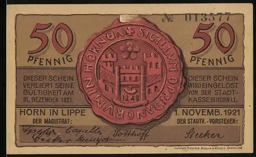Notgeld Horn i. L. 1921, 50 Pfennig, Externsteine bei Horn Lippe
