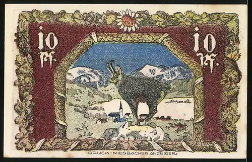 Notgeld Schliersee 1921, 10 Pfennig, Gemse
