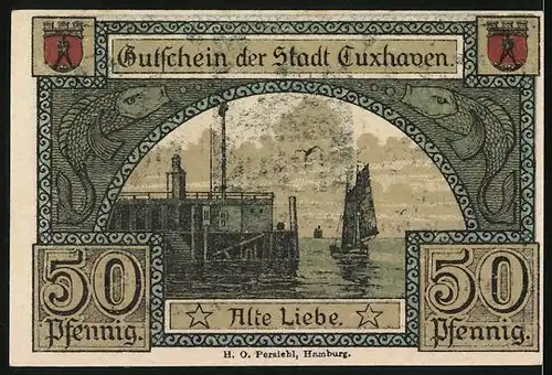 Notgeld Cuxhaven 1919, 50 Pfennig, Schloss Ritzebüttel, Alte Liebe