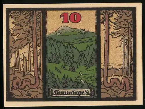 Notgeld Braunlage i. Harz 1921, 25 Pfennig, Wurmberg und Wald