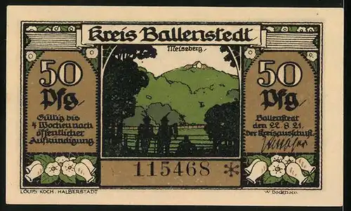 Notgeld Ballenstedt 1921, 50 Pfennig, Meiseberg